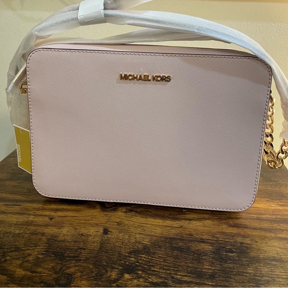 NWT Michael Kors | Jet Set Crossbody Powder Blush Adjustable Strap - Picture 2 of 13